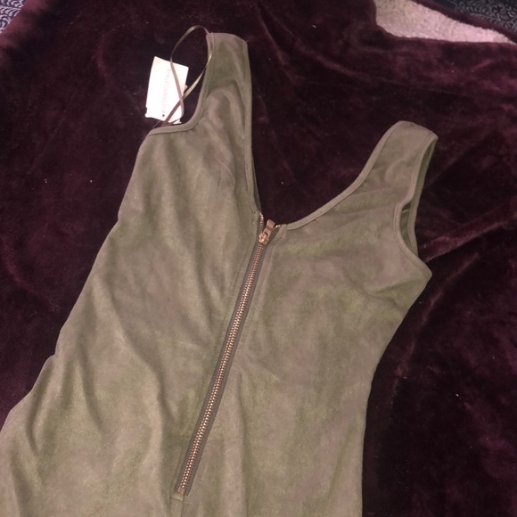 Suede olive cut out dress - Picture 3 of 4